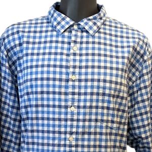 A Little Larger blue check button front shirt size 5